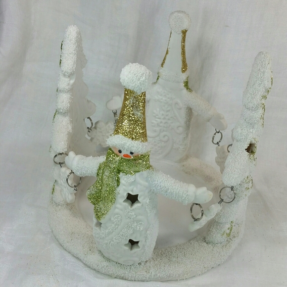 Yankee Candle SNOWMAN Large Jar HOLDER Trees - Picture 12 of 12